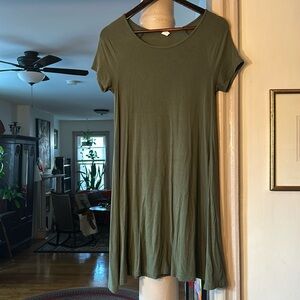 Stretch cotton basic short sleeve dress